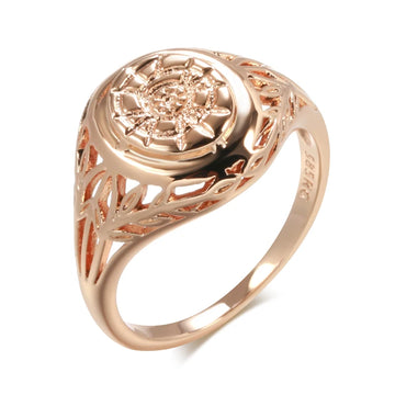 New Arrival 14K Rolled Rose Gold Fashion Glossy Unique Pattern Round Rings Ethnic Bride Wedding Jewellery